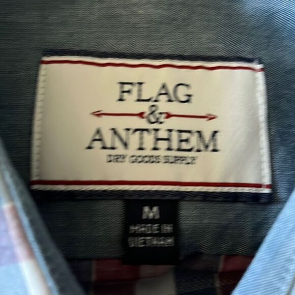 Flag & Anthem Cotton Button Front Shirt Mens M - Picture 2 of 8